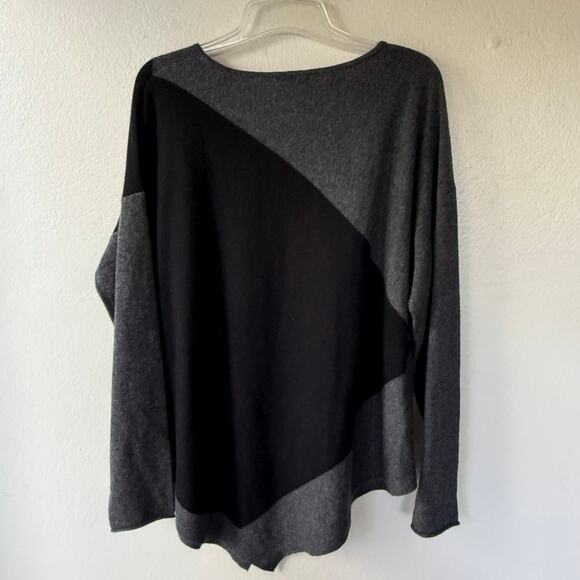 Premise Cashmere Gray Black Assymetrical pullover sweater size 2X - Picture 6 of 8